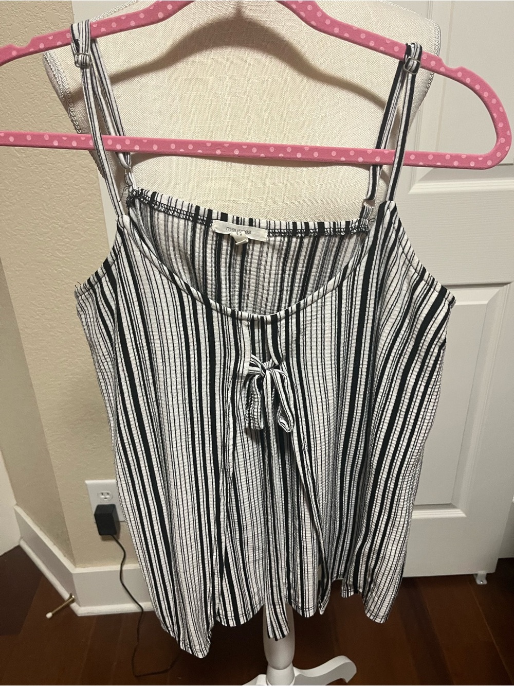 Maurices Black & White Striped Spaghetti Strap Cami